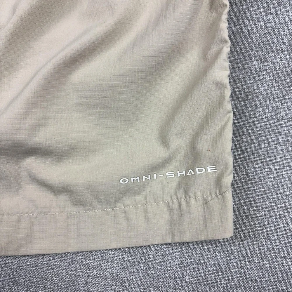 Columbia Omni-Shade Pants Mens 36x32 Beige Convertible Zip Off Hiking Nylon